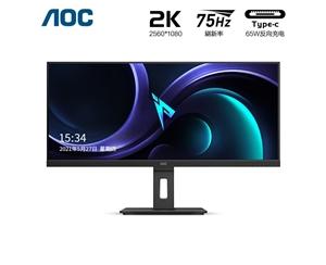 AOC Q34P2C 34英寸顯示器 21:9帶魚屏 IPS TYPE-C家用辦公設(shè)計臺式電腦屏幕